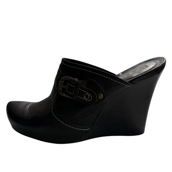 Via Spiga Black Leather Wedge High Heel Mules – Size 6M - Picture 3 of 11